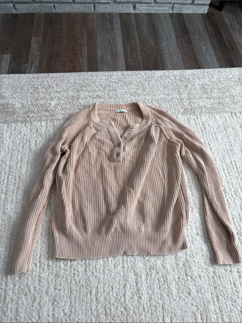 Staccato Beige Ribbed Henley Sweater